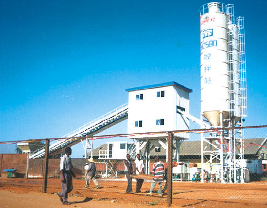 HZS90 concrete mixing plant - Angola construction site