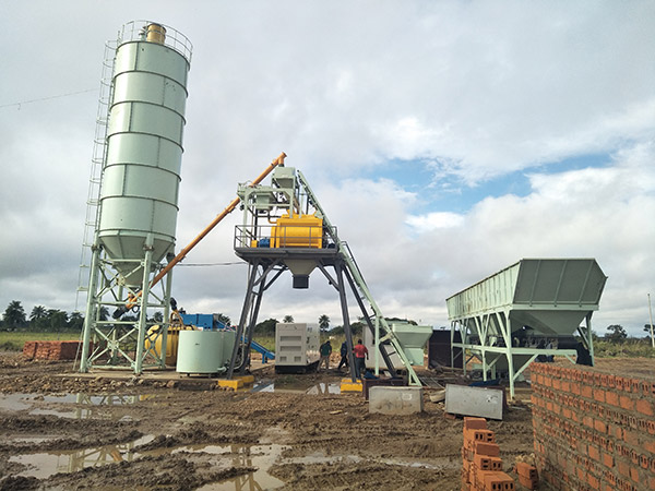 Export Bolivia HZS50 concrete mixing plant