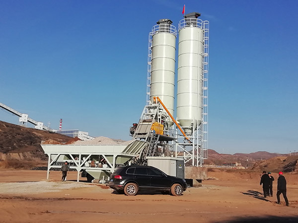 Construction of HZS50 concrete mixing plant in Datong coal mine