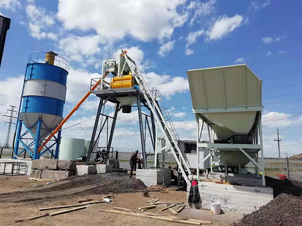 Export Kazakhstan HZS35 concrete mixing plant