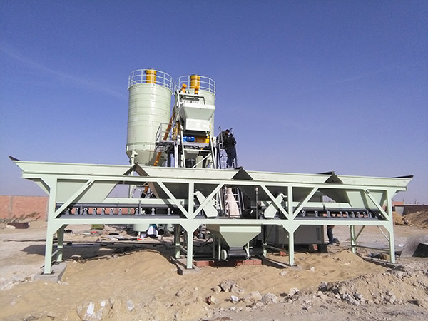 Export HZS35 concrete mixing plant to Algeria